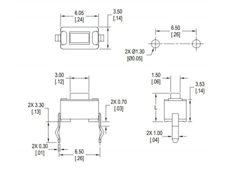 Miniature Tact Switch SPST Through Hole 50mA 50VDC