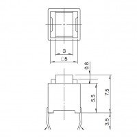 Alps Tact Tactile Switch SPST 6x6mm 5mA Snap In Carbon Contact