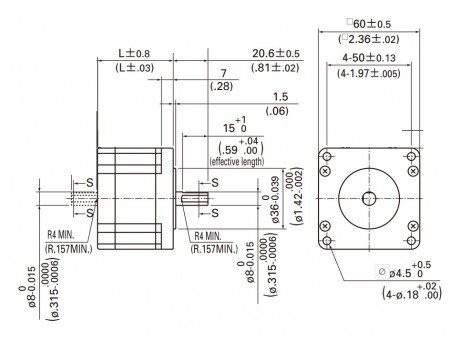 103H7824 Unipolar Stepping Motor 2.0A 1.8 deg 60mm NEMA 24